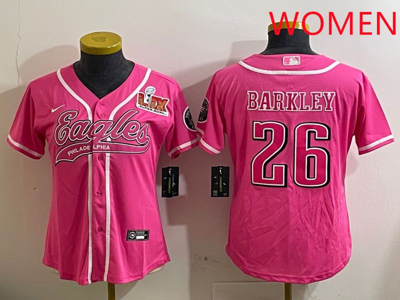 Women Philadelphia Eagles 26 Barkley Pink Jointly Name 2025 Nike Limited NFL Jersey style 2